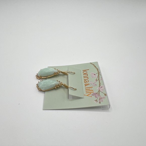 lonna & lilly Pave & Crackled Stone Drop Earrings in Gold MSRP $26 NWT - Picture 4 of 5